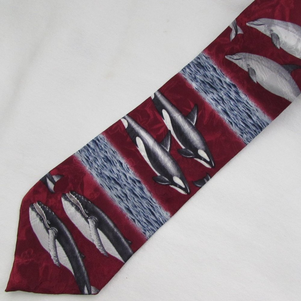 Vintage Marc Dennis Whales & Dolphins Silk Tie